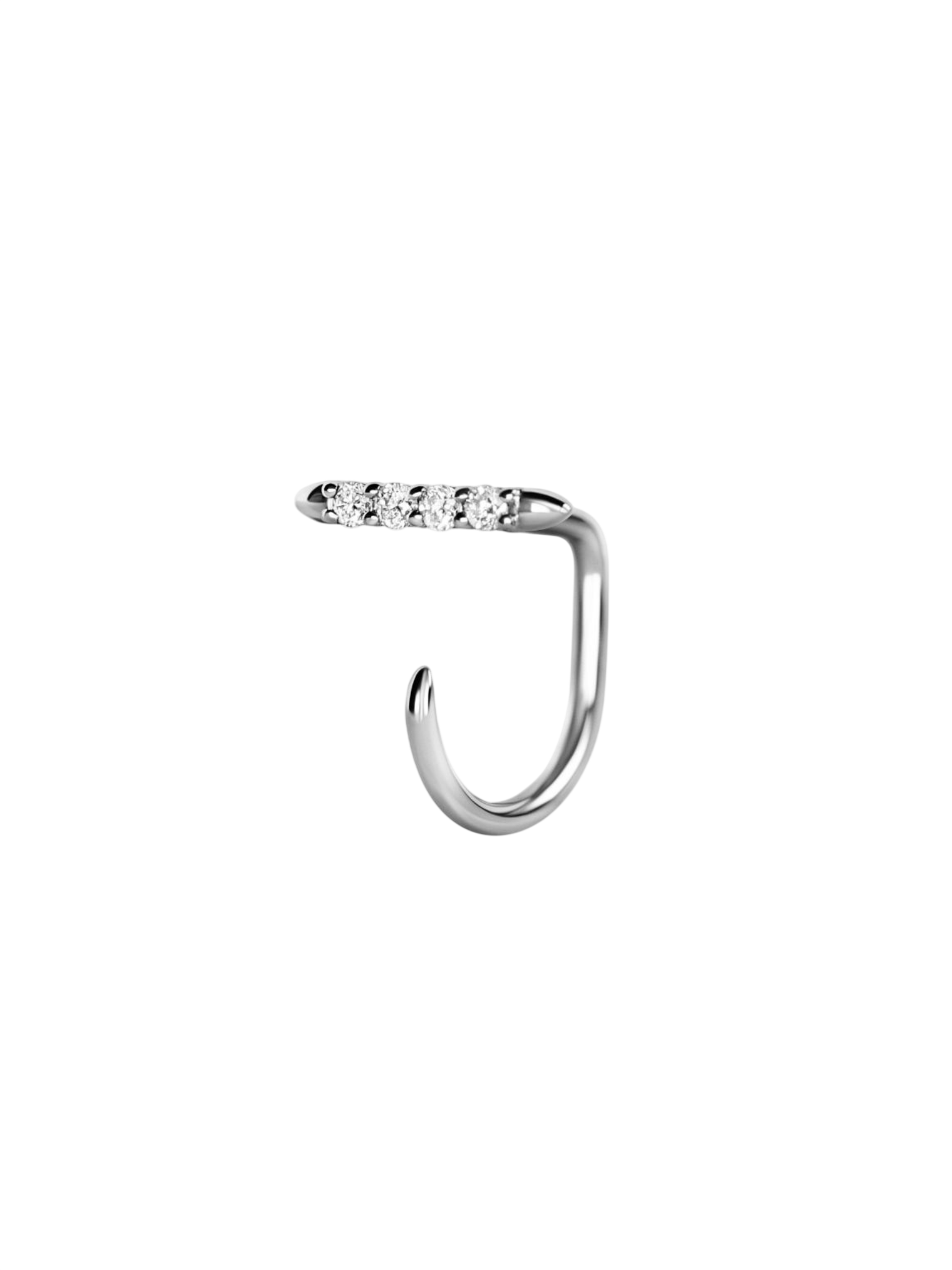 Needle claw earring, white gold